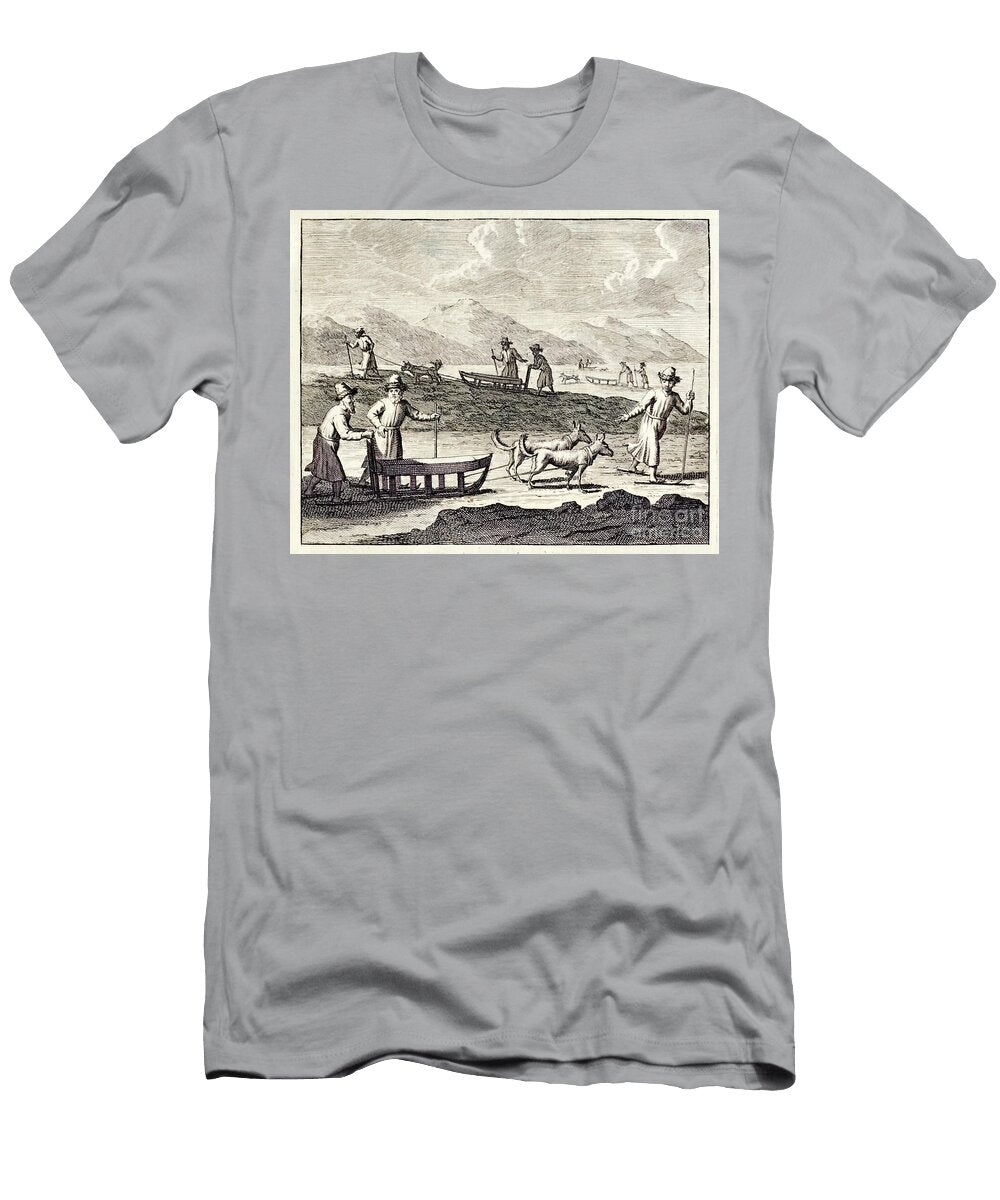 Russians Travelling with Dog Sleds in Siberia From the Voyages De Corneille Le Brun Cornelis De Bruyn T-Shirt