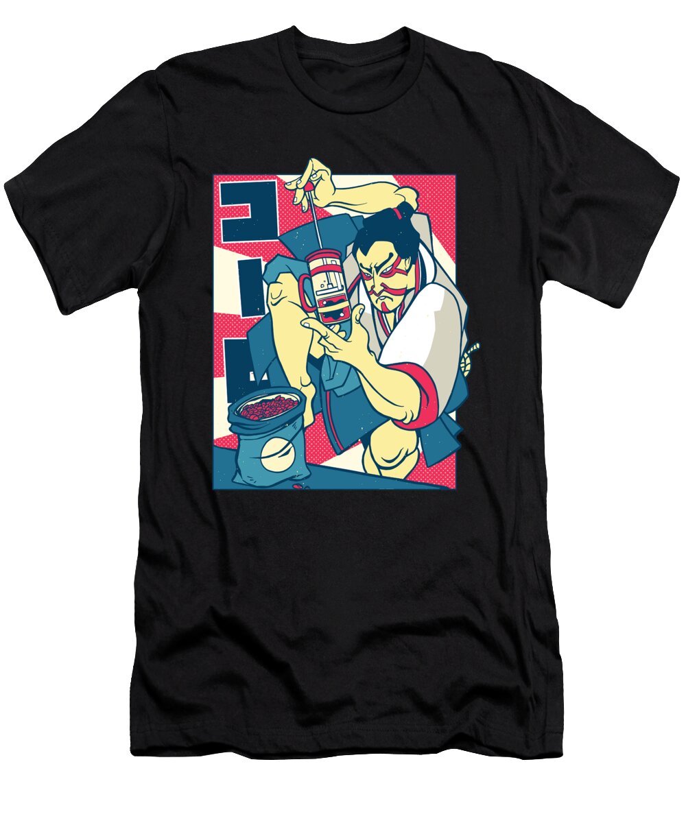 Samurai Makes Coffee Coffee Press Japanese Art Designed By Vexels T-Shirt