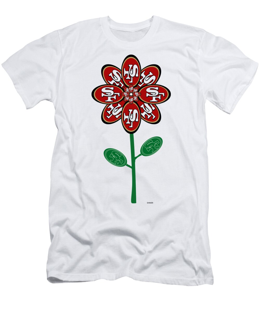 San Francisco NFL Football Team Logo Flower Art Steven Shaver T-Shirt