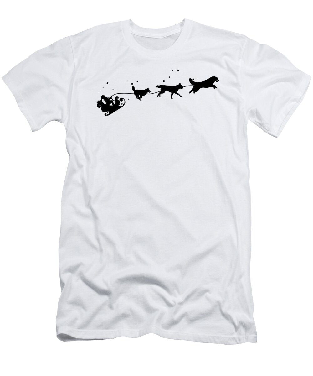 Santa and Husky Shadow Christmas Fancylife T-Shirt