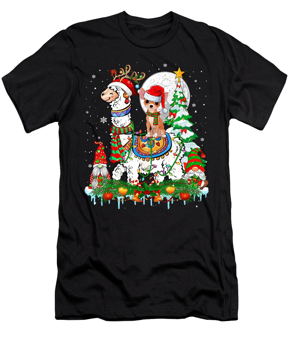 Santa Chihuahua Riding Reindeer Llama Xmas Yah Lishr T-Shirt