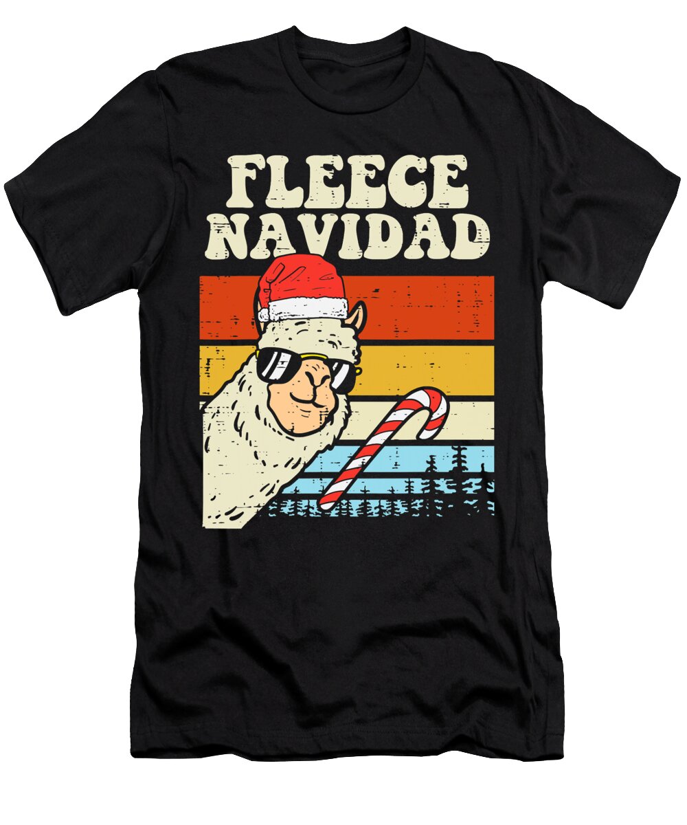 Santa Llama Fleece Navidad Alpaca Christmas Pajamas Xmas Pjs Grover Mcclure T-Shirt