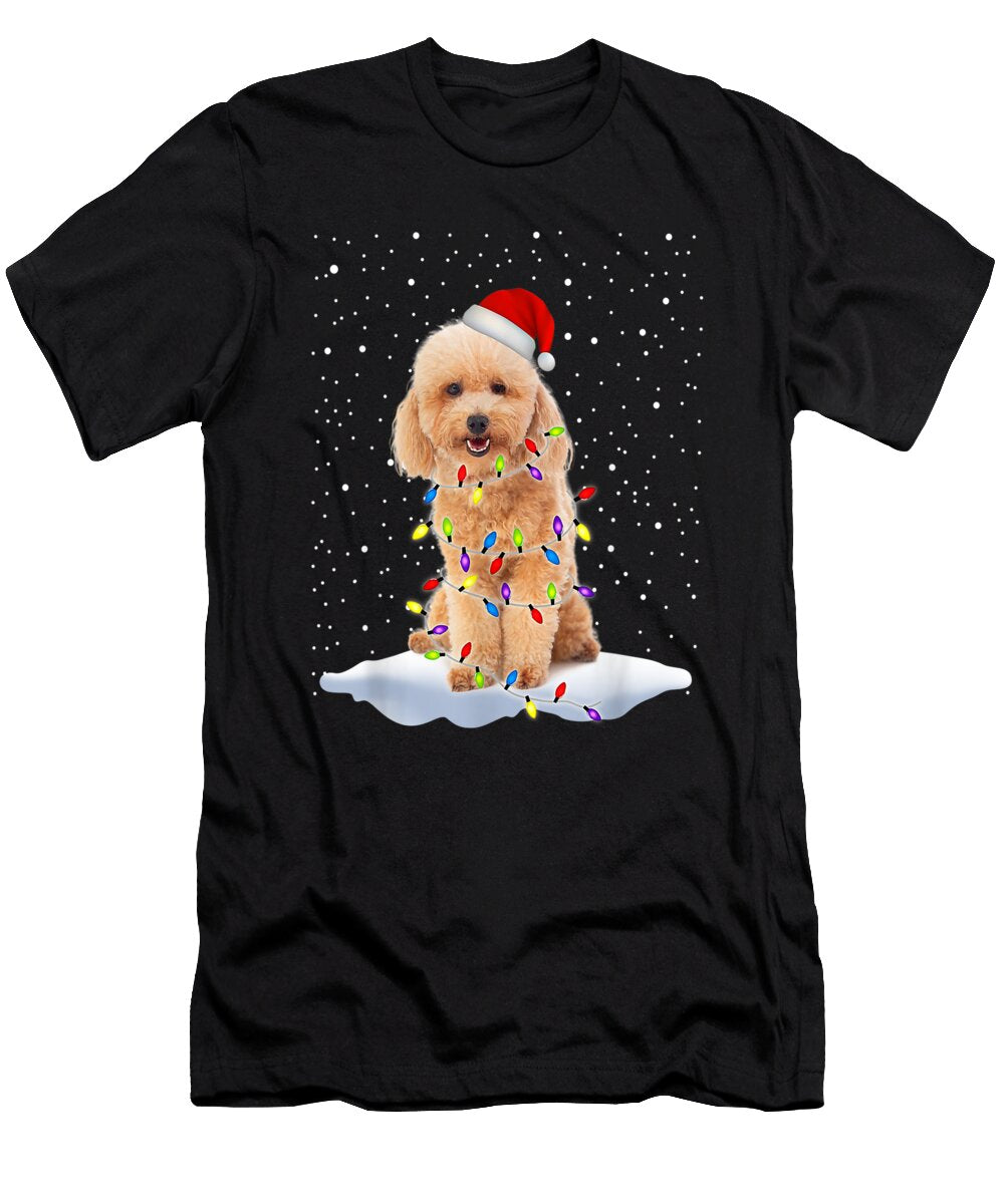 Santa Poodle Christmas Light Snowfake Dog Mom X Mas Pajamas Th T-Shirt