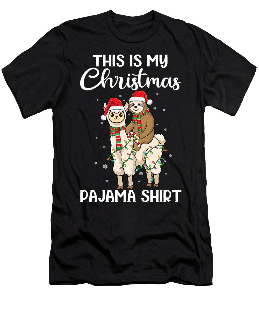 Santa Sloth Riding Llama Christmas Animal Lover Alpaca Xmas Grover Mcclure T-Shirt