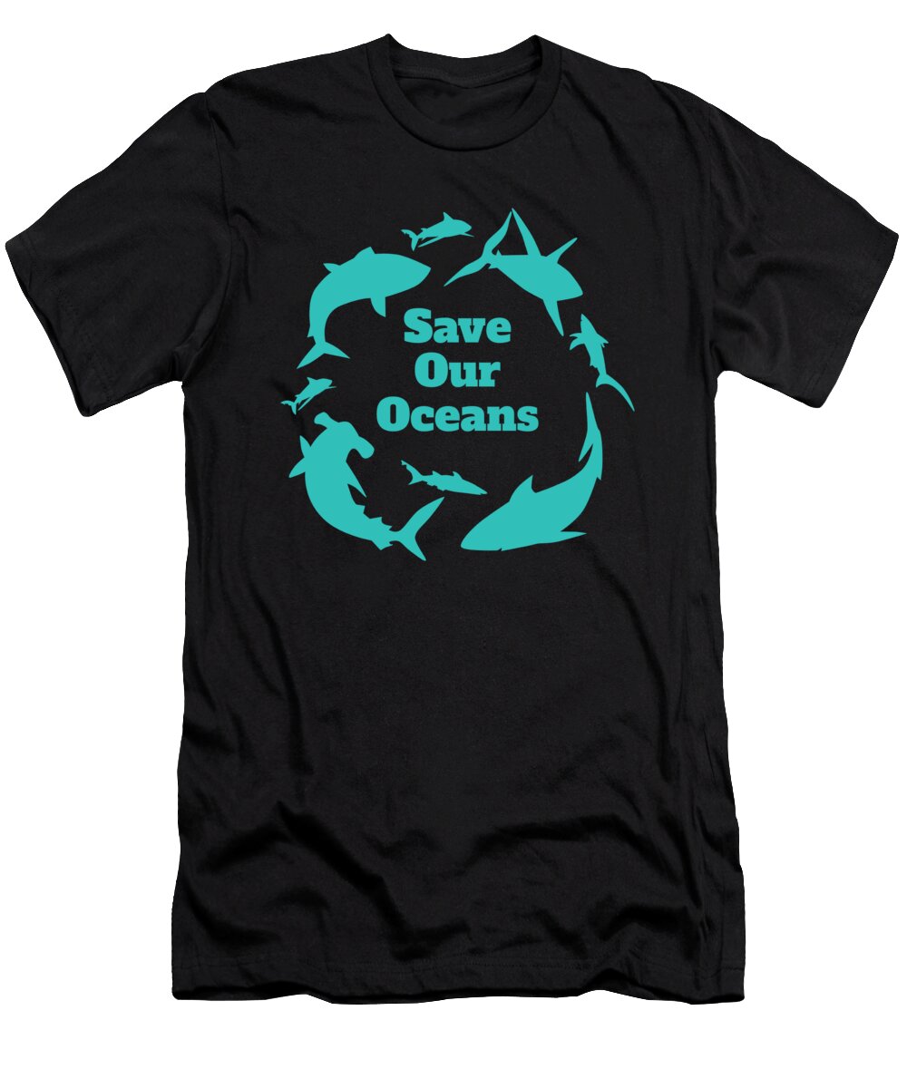 Save Our Oceans Shark Shark Fish Moon T-Shirt