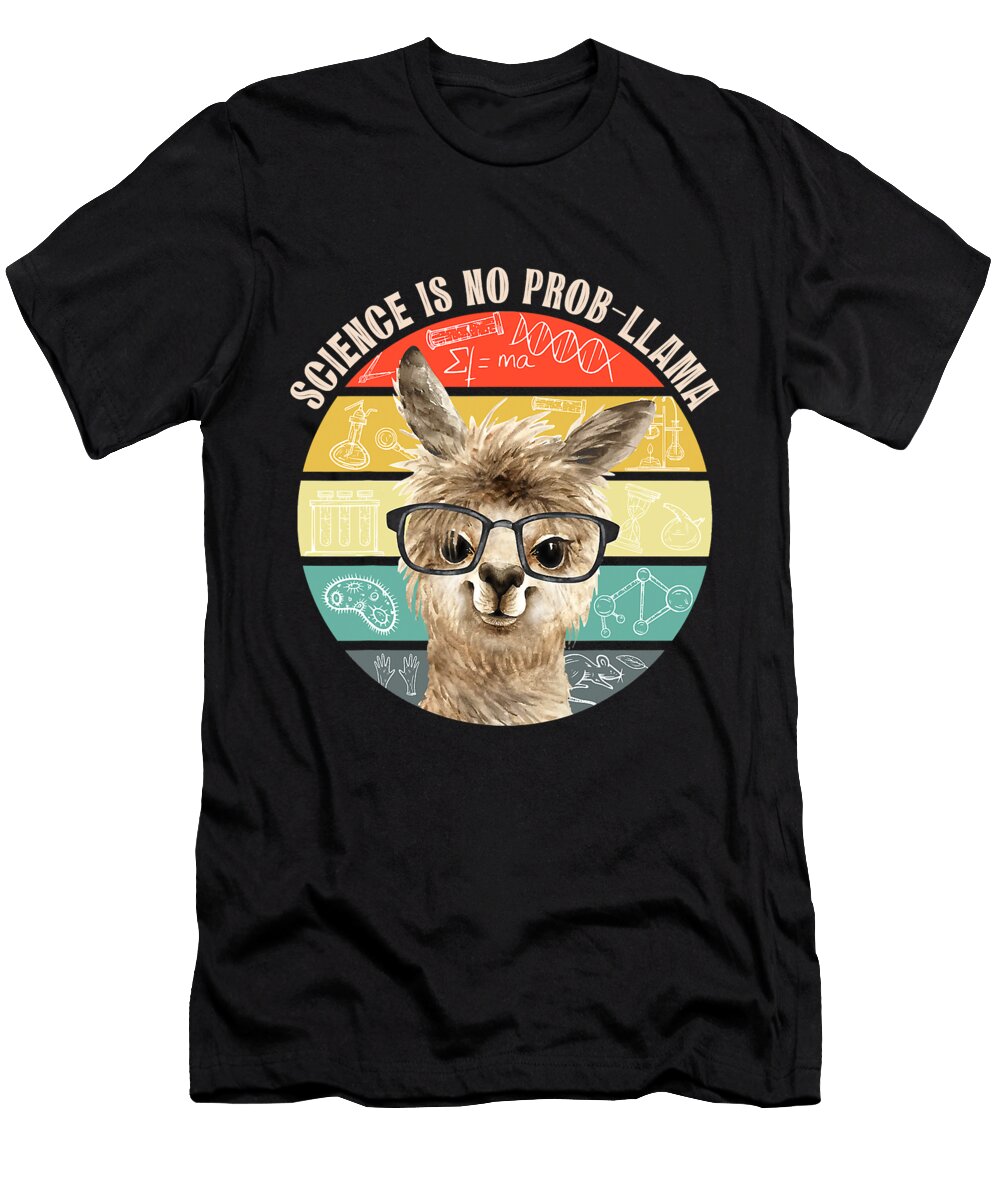 Science Is No Probllama Llama Alpaca Science Teacher Nerd Grover Mcclure T-Shirt