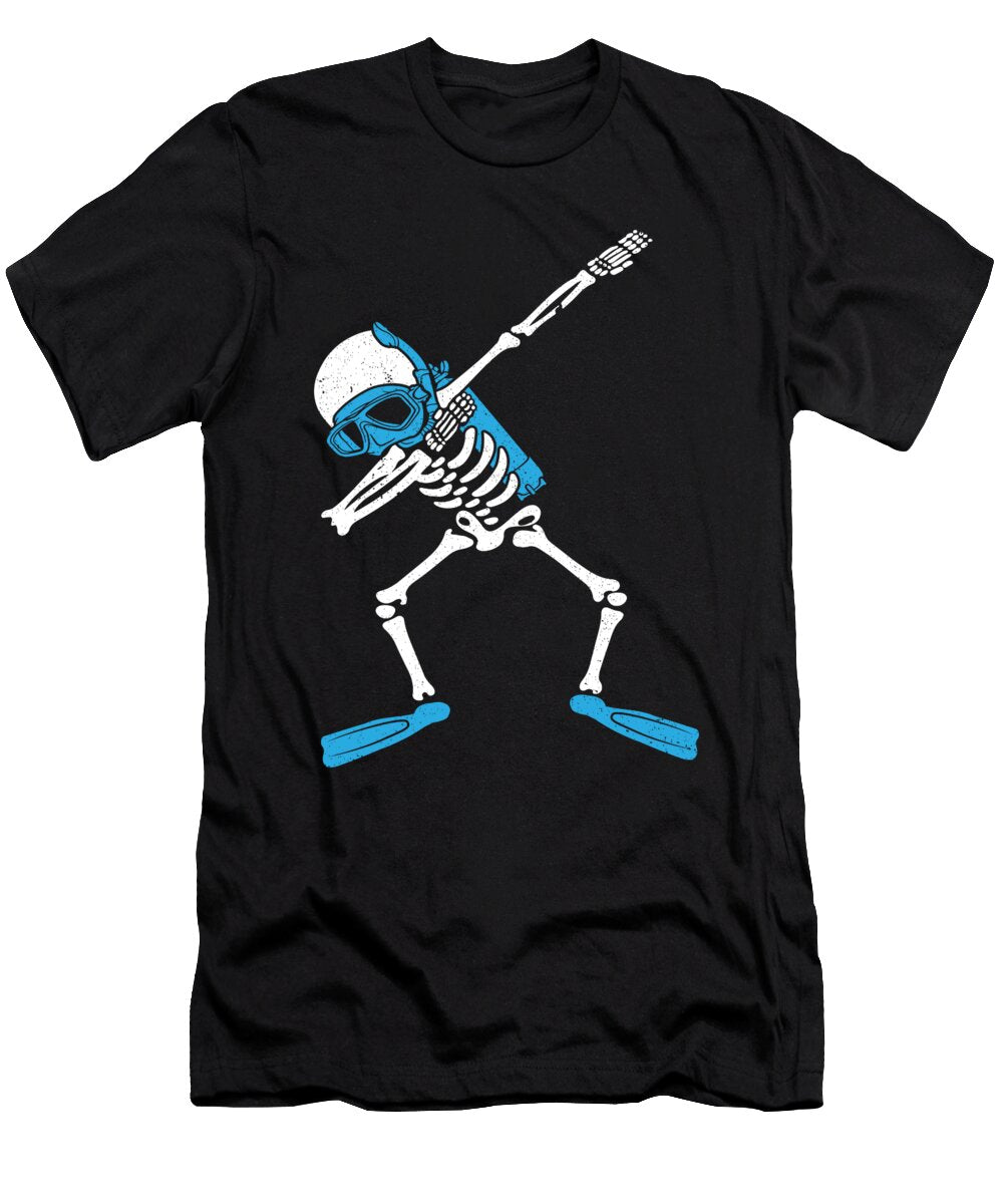 Scuba Diver Dabbing Skeleton Diver Scuba Diving Colorfulsnow T-Shirt