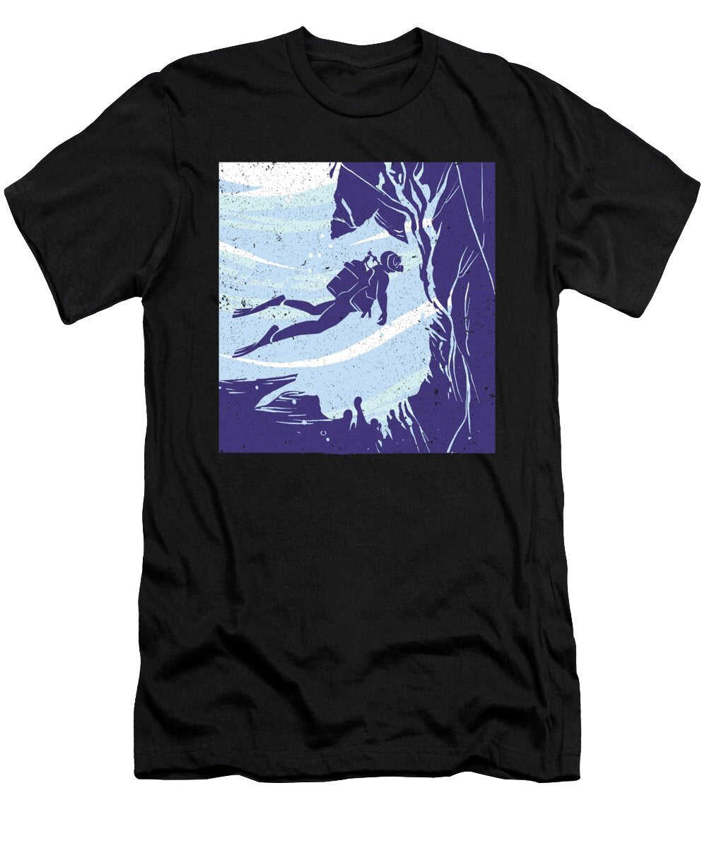 Scuba Diver Diving Along the Wall Scuba Dive Colorfulsnow T-Shirt
