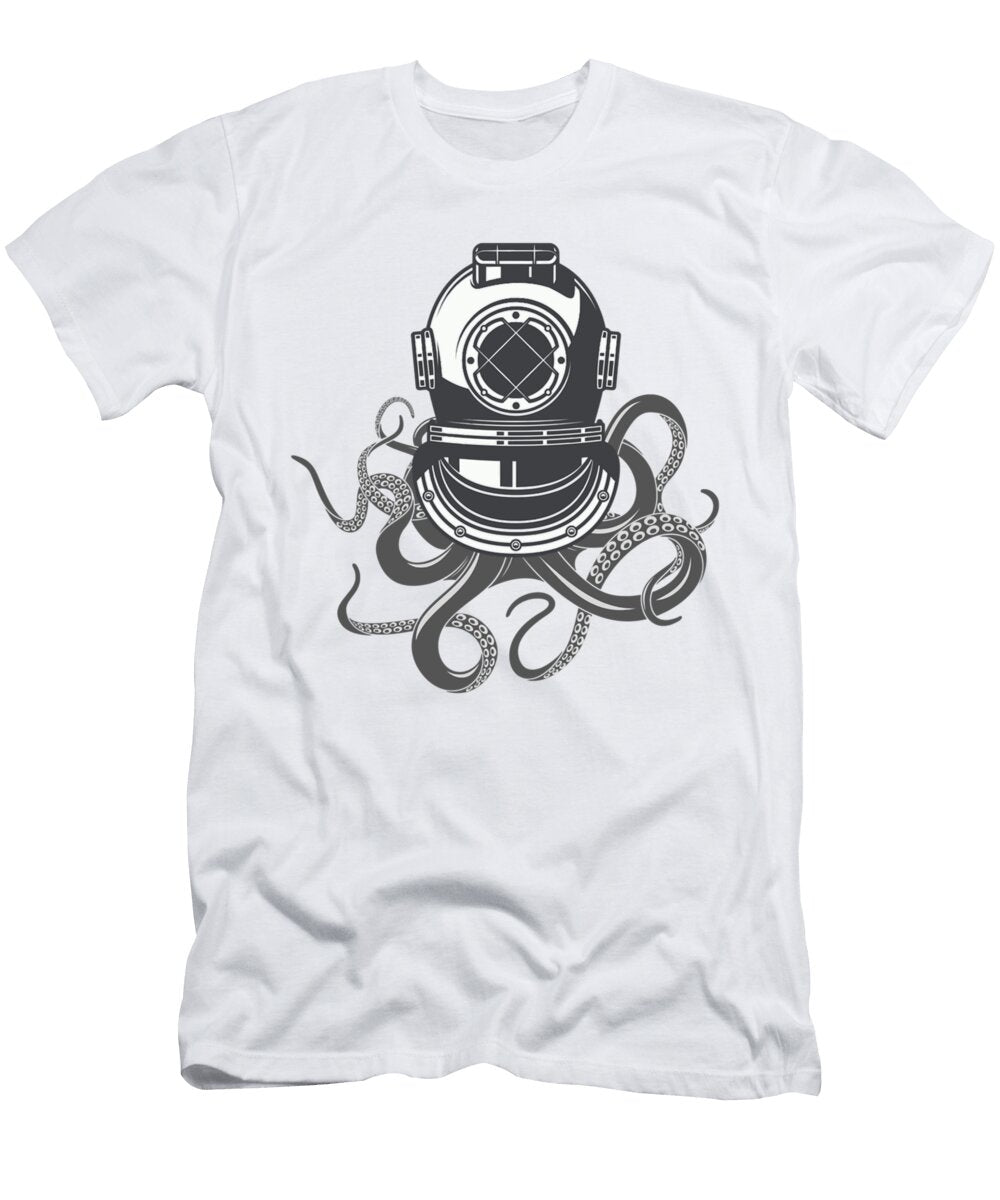Scuba Diver Helmet Octopus Grunge Vintage Style Roberts Grant T-Shirt