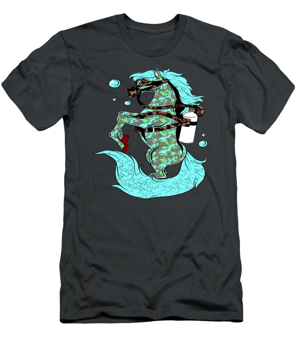 Scuba Diver Horse Seahorse Underwater Horseback Swimming Pullover Caicee Kacima T-Shirt
