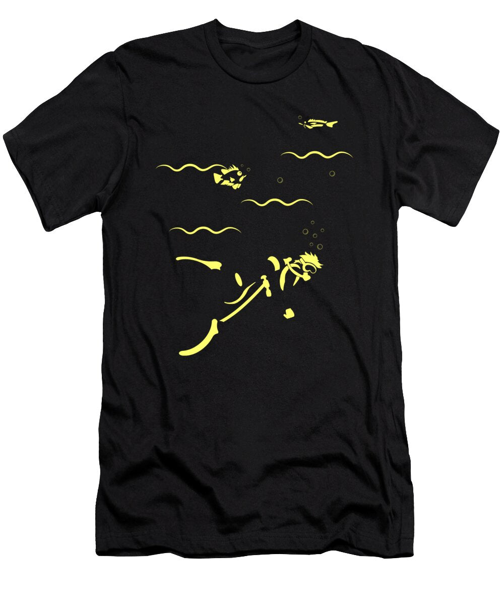 Scuba Diver Man Funny Diving Snorkeling Ocean Yellow Henry B T-Shirt