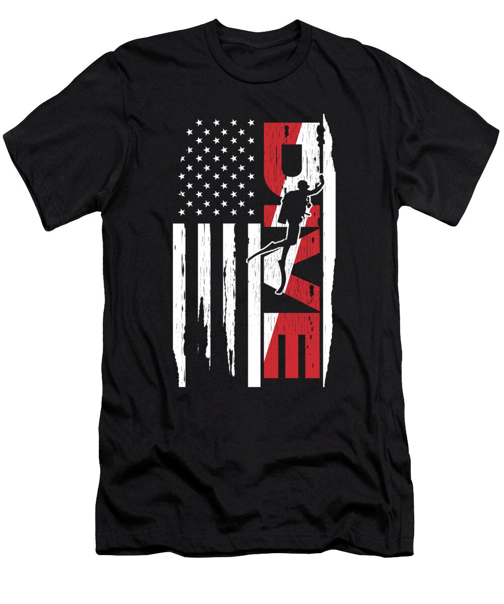 Scuba Diving American Flag Steven Zimmer T-Shirt