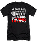 Scuba Diving Coffee Quotes Funny Diver Down Flag Lisa Stronzi T-Shirt