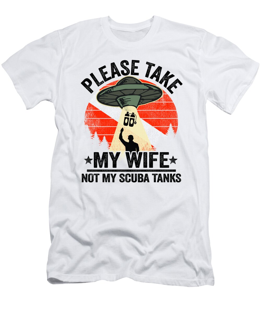 Scuba Diving Dad Diver Down Flag Vintage Ufo Funny Lisa Stronzi T-Shirt