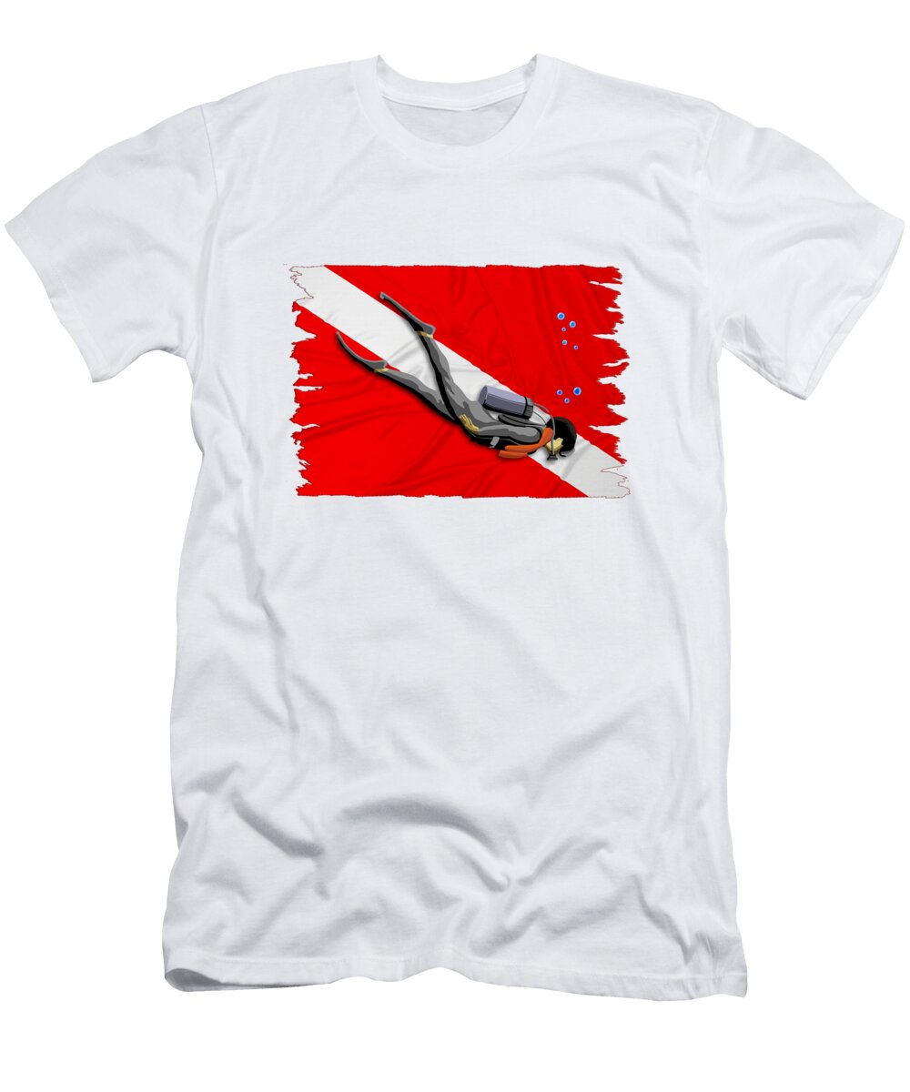 Scuba Diving Diver Down Flag Dive Macdonald Creative Studios T-Shirt