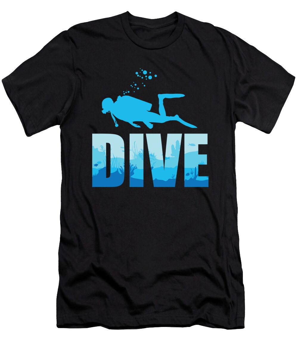 Scuba Diving Divers Shadow Deep Swim Text Noirty Designs T-Shirt