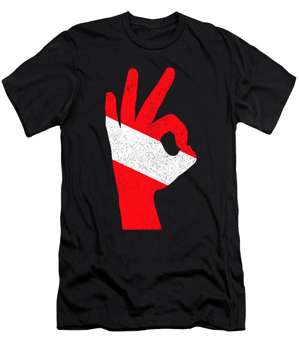 Scuba Diving Flag Hand Ok Sign Scuba Diver Gift 1 T-Shirt