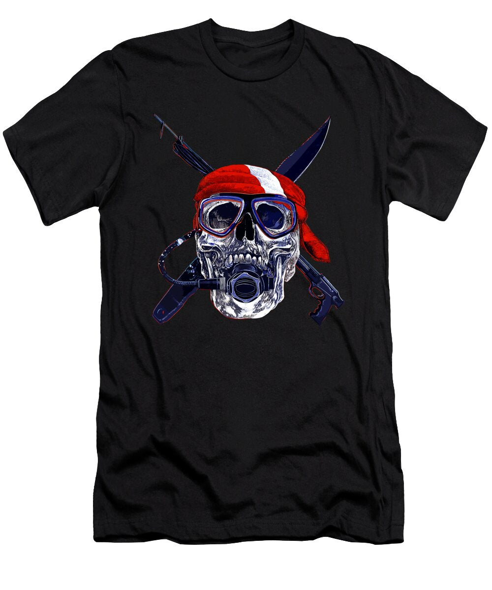 Scuba Diving Gifts Skull Speargun Spearfishing Dive Flag 1 T-Shirt
