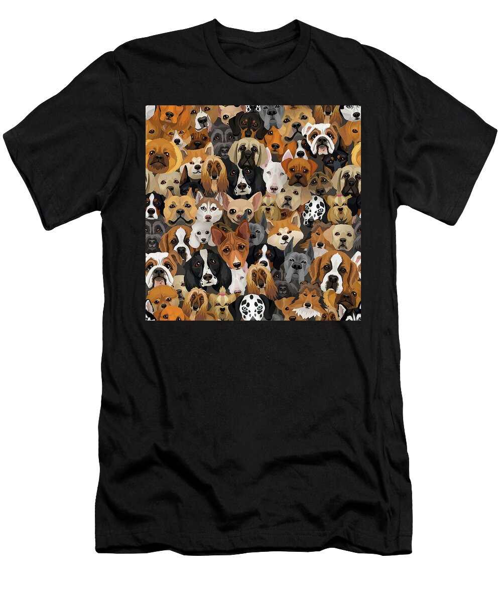 Seamless Pattern Cute Dogs Julien T-Shirt