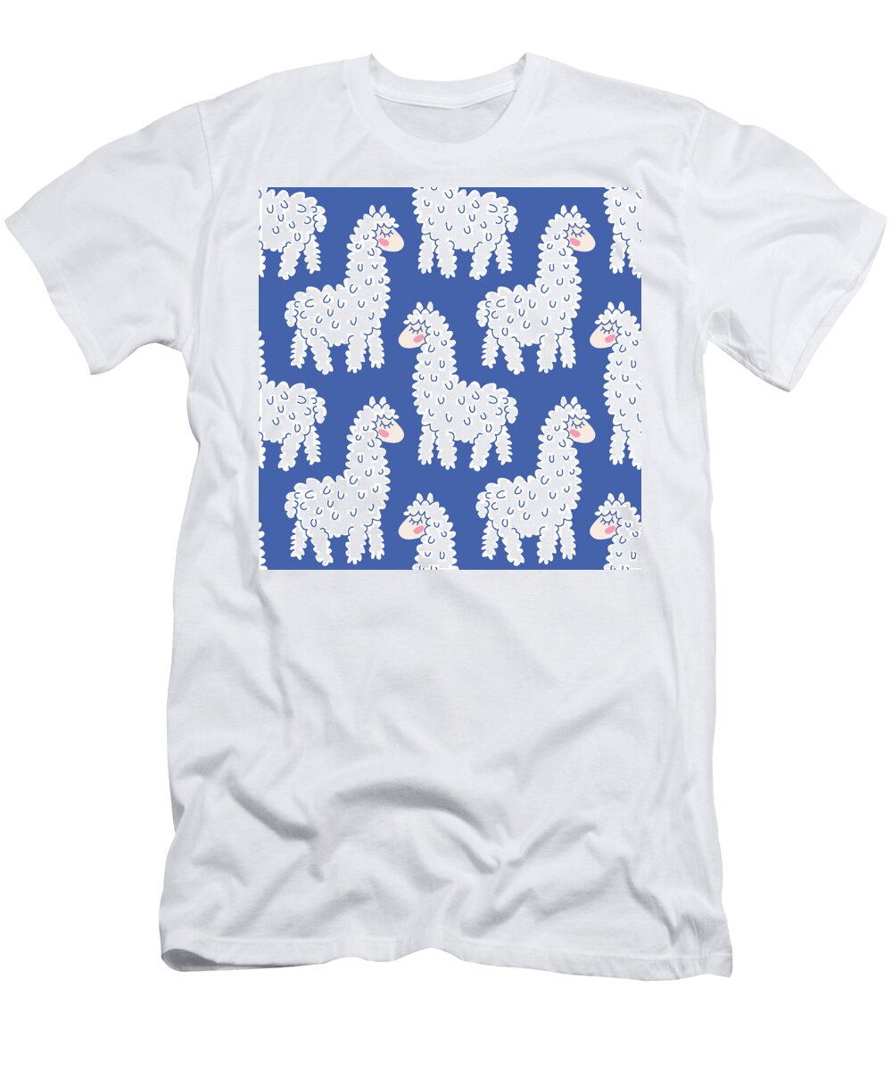 Seamless Pattern with Cute Cartoon Lama Alpaca Julien T-Shirt