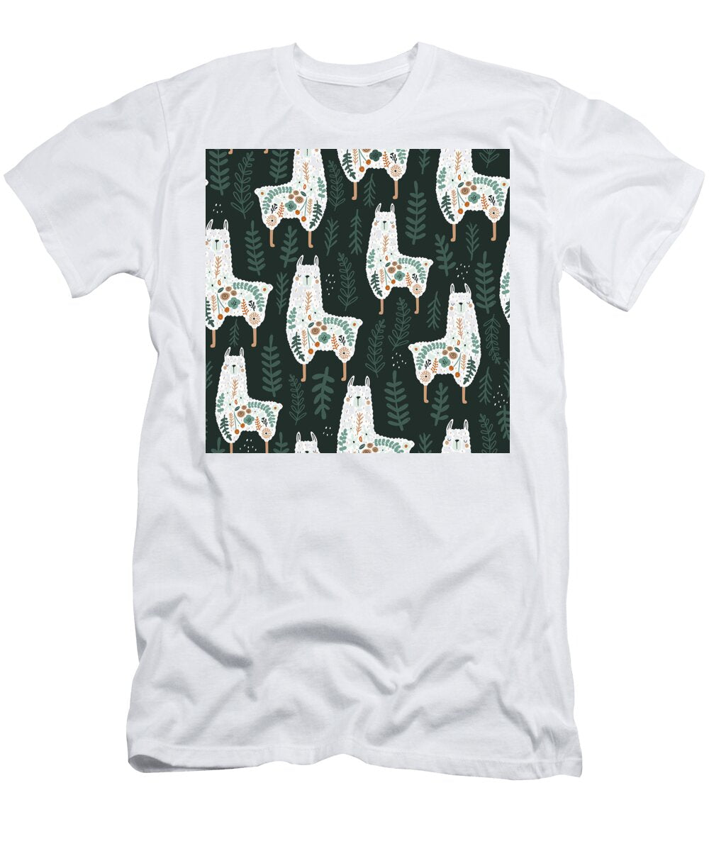 Seamless Pattern with Cute Floral Llamas Julien T-Shirt