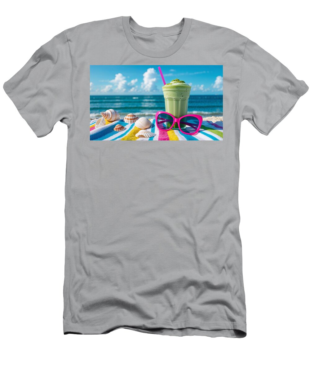 Seaside Bliss with Green Smoothie Colorful Points T-Shirt