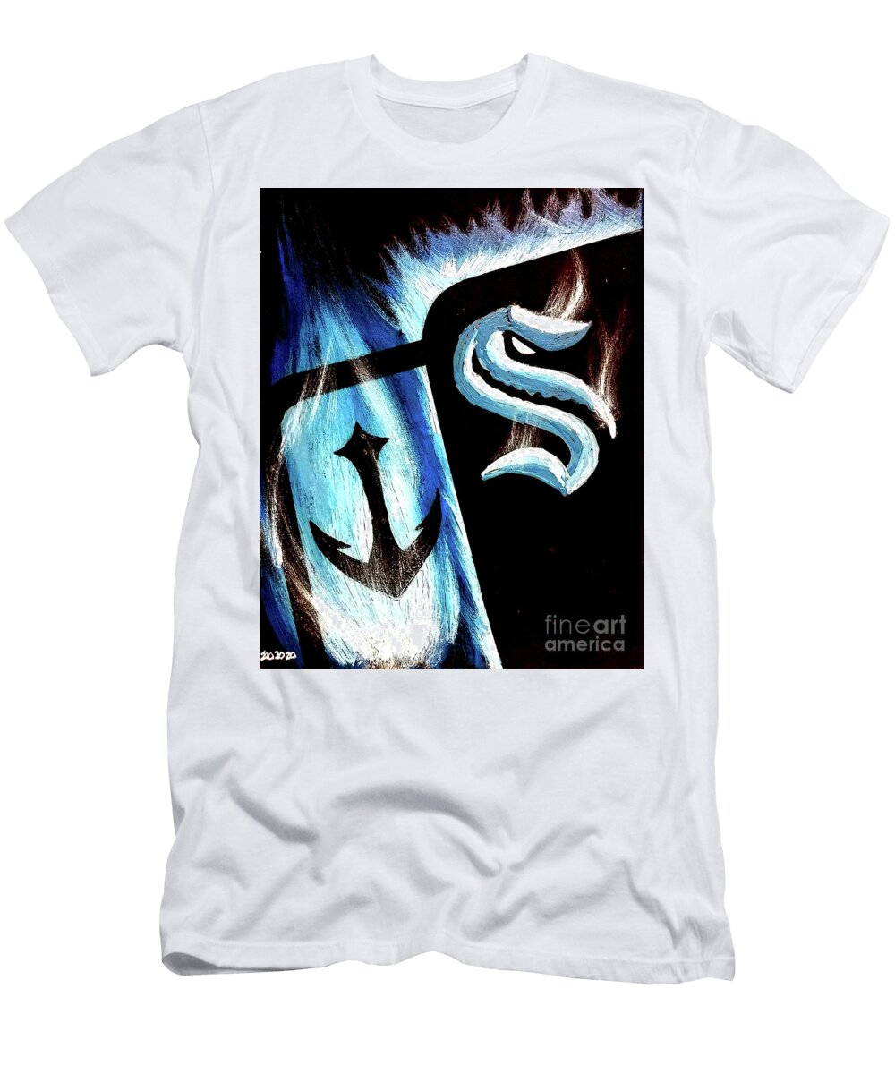 Seattle Kraken Blue Flaming Hot Art Teo Alfonso T-Shirt
