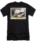 Seller of Pasta in Italy in Naples Drying Spaghetti on Threads Years 1880 Colouring Engraving of the 19th Century American School T-Shirt