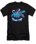 Serbian Husky Riding Trex Dinosaur Funny Dog Natalie Lidford T-Shirt