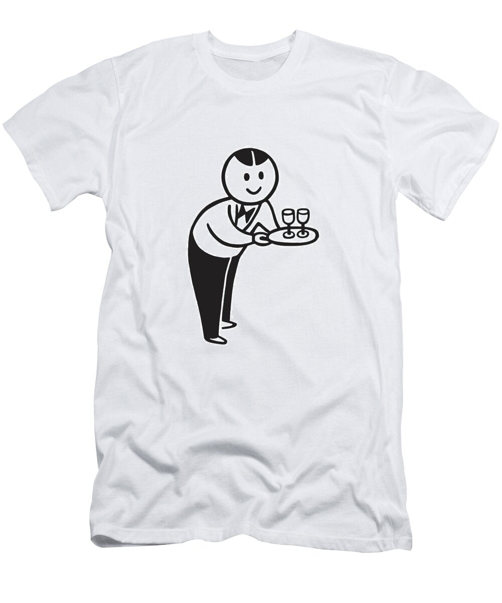 Server Holding a Tray with Two Drinks Csa Images T-Shirt