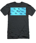 Shadows of Multiple Glasses on Bright Blue Background Dorin Puha T-Shirt