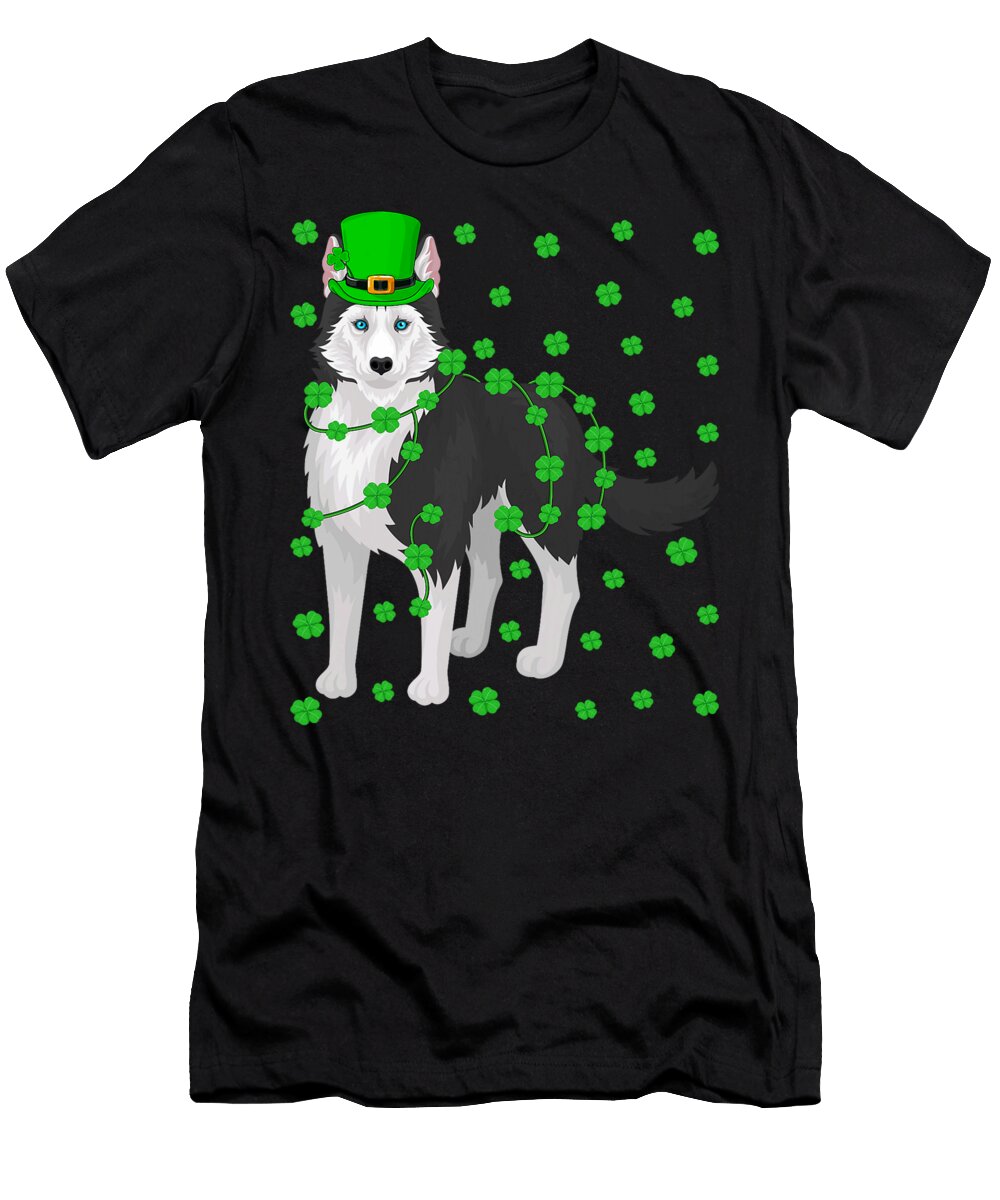 Shamrock Leaf Irish Siberian Husky Dog St Day Natalie Lidford T-Shirt