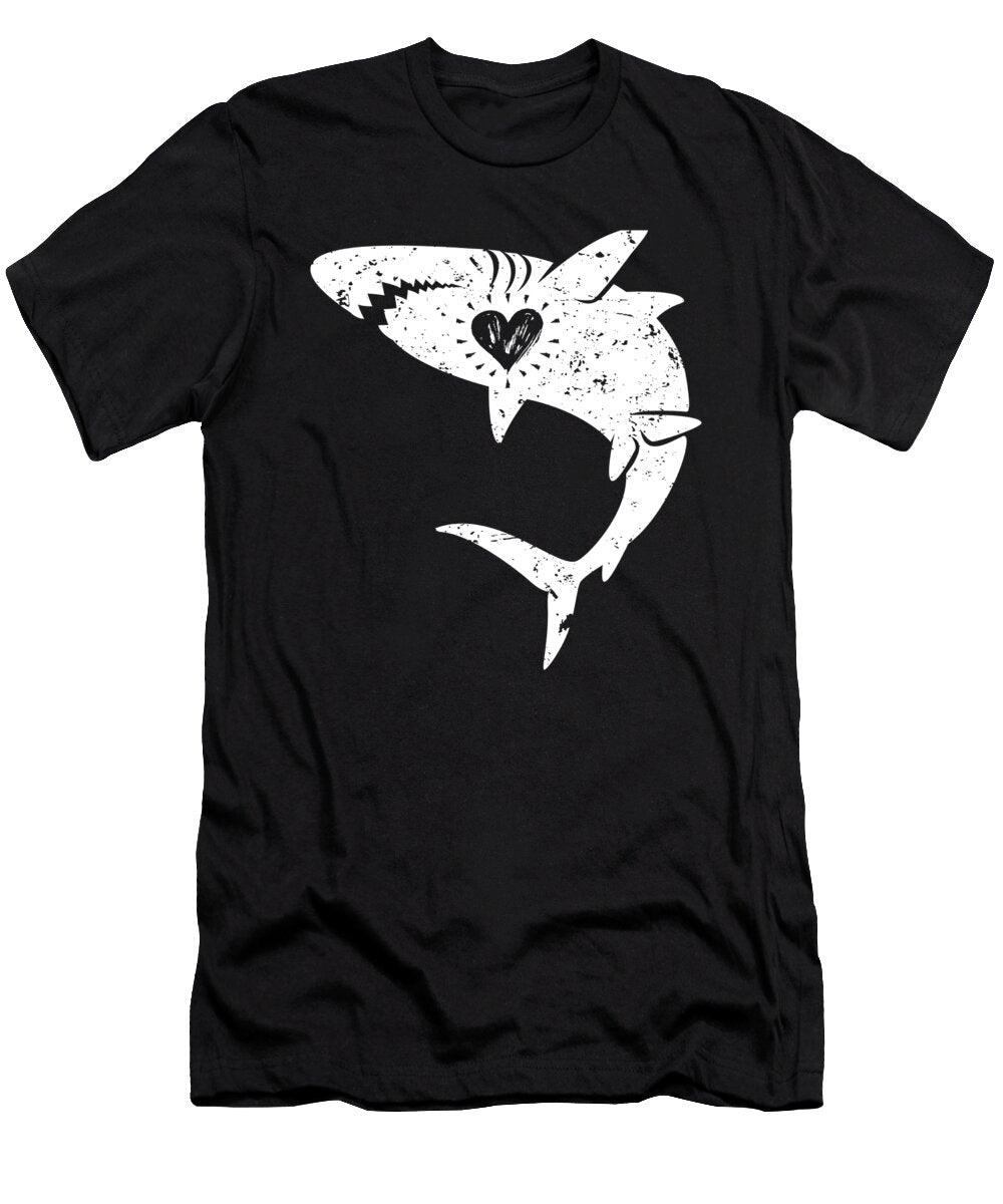 Shark Heart Shark Love Fish Moon T-Shirt