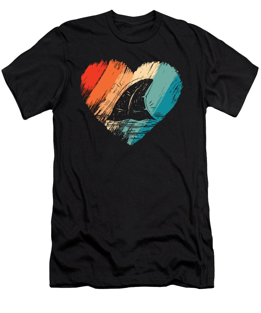 Shark Heart Shark Retro Fish Moon T-Shirt
