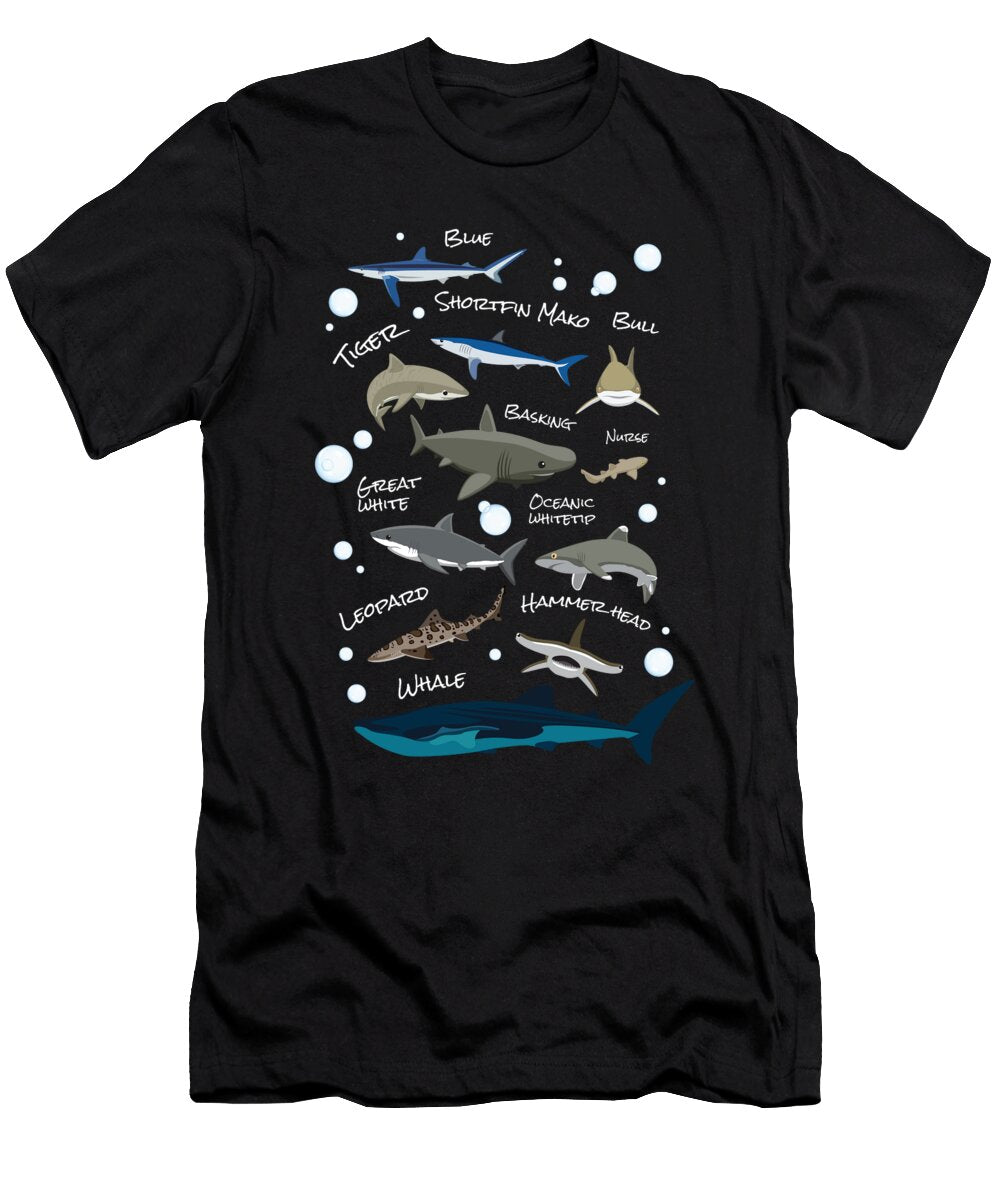 Shark Species Shark Fish Moon T-Shirt