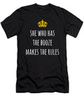 She Who Has the Booze Makes the Rules Funny Bartender Print Noirty Designs T-Shirt
