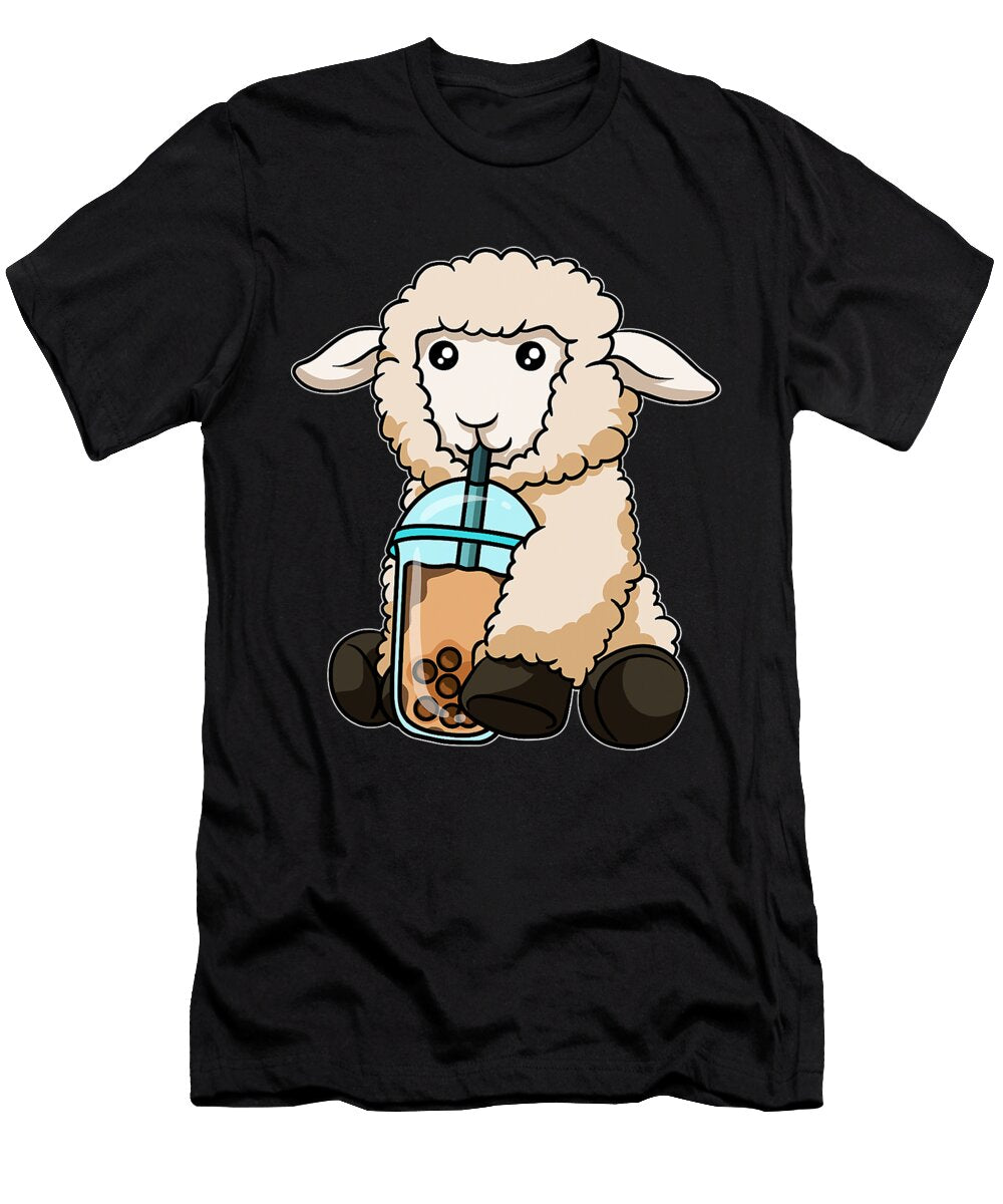 Sheep Drinking Bubble Tea Cute Animals with Boba Tea Grover Mcclure T-Shirt