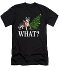 Siberian Dog Husky Pushing Christmas Tree Over Natalie Lidford T-Shirt