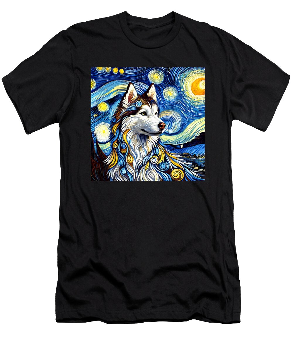 Siberian Husky a Postimpressionist Canine Art Zyneu Gangd T-Shirt