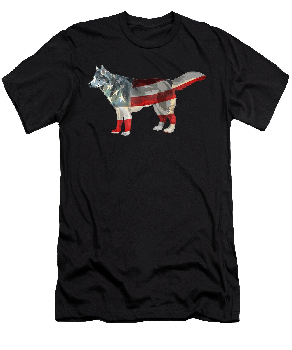 Siberian Husky American USA Flag Dog Lover Dhbubble T-Shirt