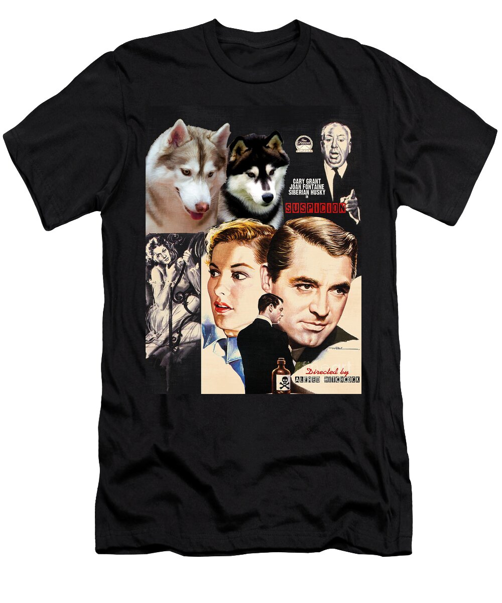 Siberian Husky Art Canvas Print Suspicion Movie Poster Sandra Sij T-Shirt