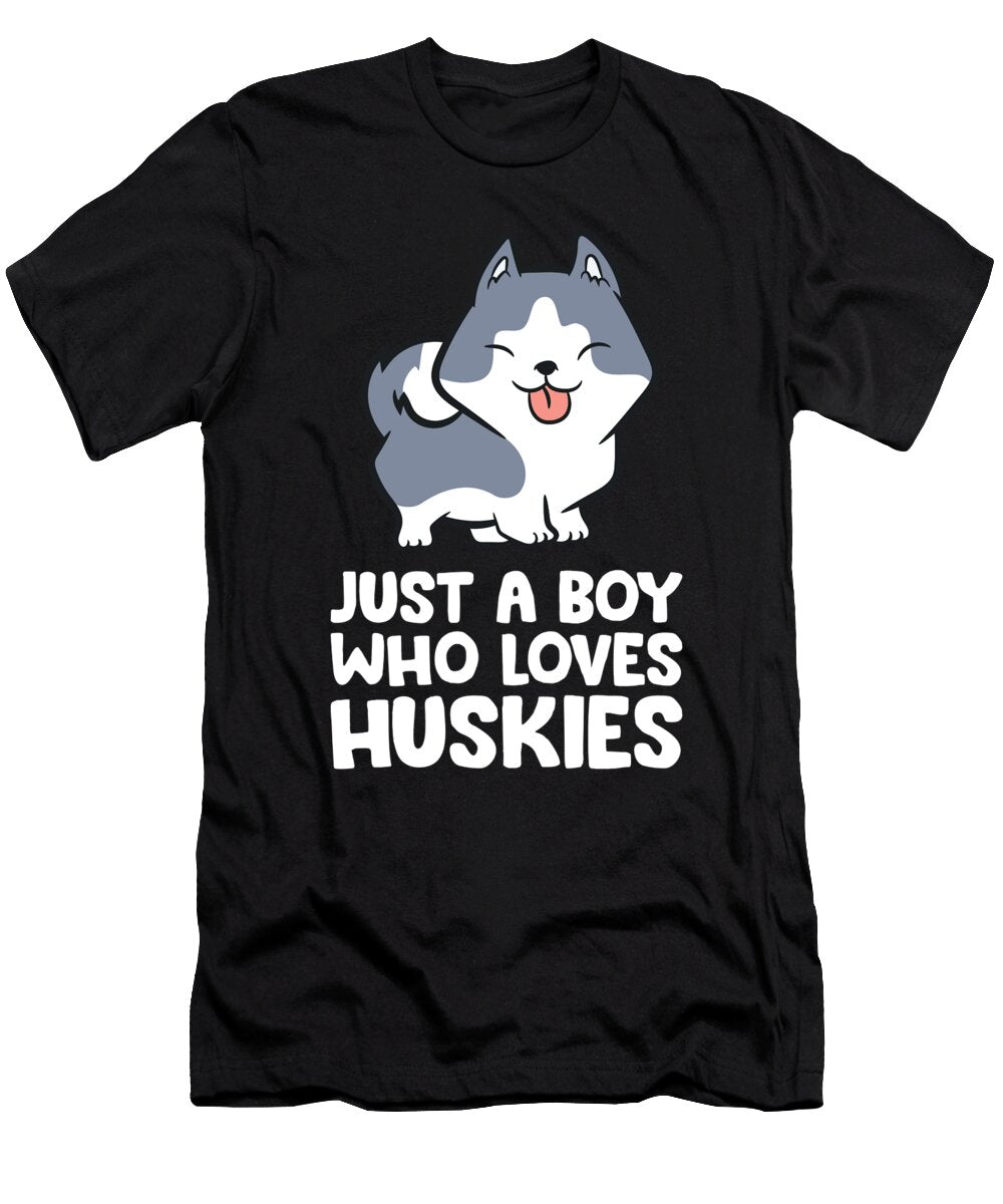 Siberian Husky Boy Just a Boy Who Loves Huskies Eq Designs T-Shirt
