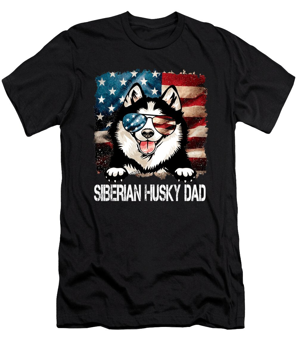 Siberian Husky Dad American Flag USA Patriotic Dhbubble T-Shirt
