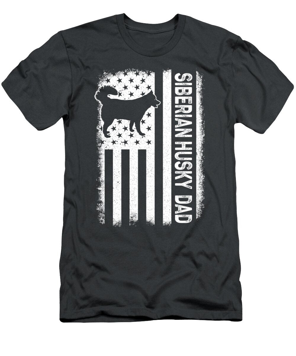 Siberian Husky Dad USA Flag Job T-Shirt