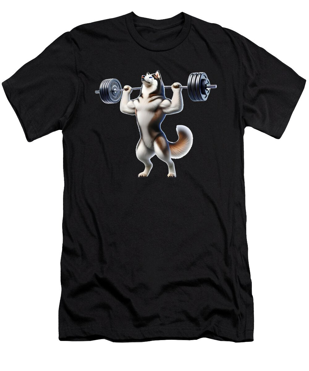 Siberian Husky Deadlift Weightlifting Funny Fitness Workout Gym Dog Lover Job T-Shirt