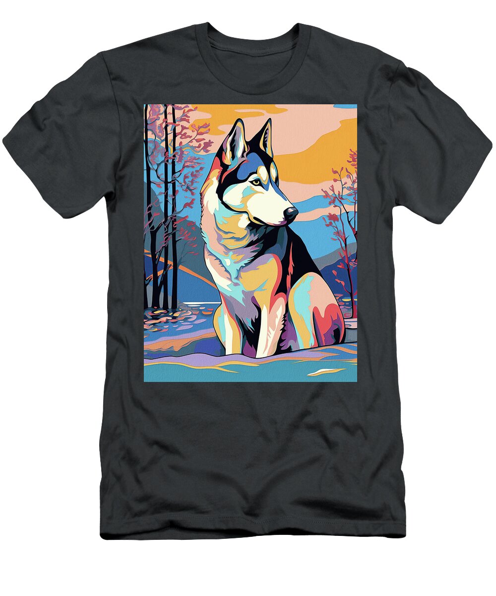 Siberian Husky Dog 004 Bruno Pokopen Bruno Pokopen T-Shirt