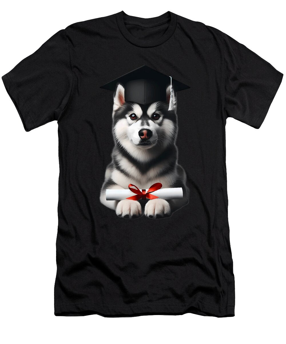 Siberian Husky Dog Graduation Cap Training Sophie Eleanor T-Shirt