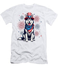 Siberian Husky Dog July 4th American Flag Studi Alex T-Shirt