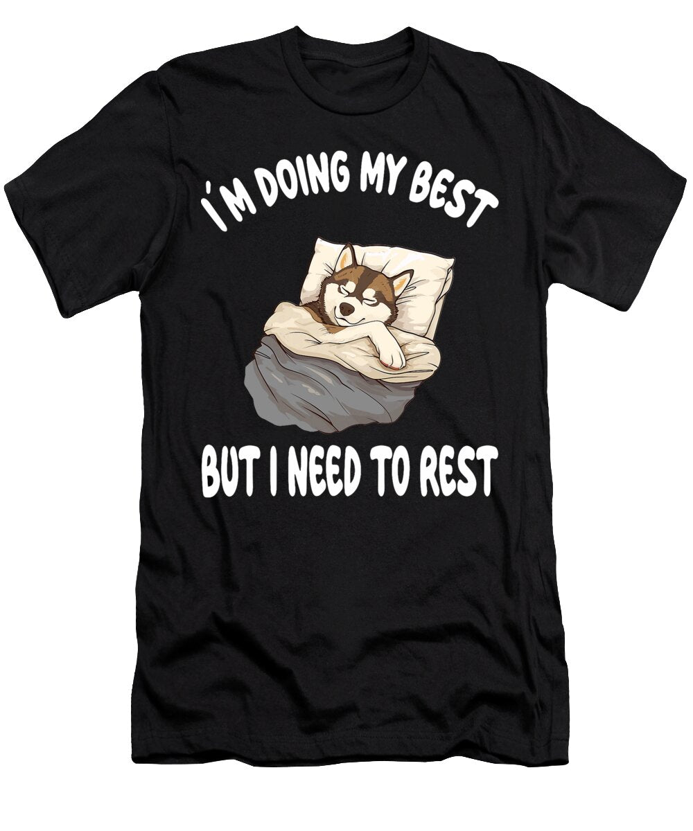 Siberian Husky Dog Pajamas Nightgown Sleeping Natalie Lidford T-Shirt
