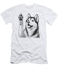 Siberian Husky Dog Raising Paw Design for Men Studi Alex T-Shirt